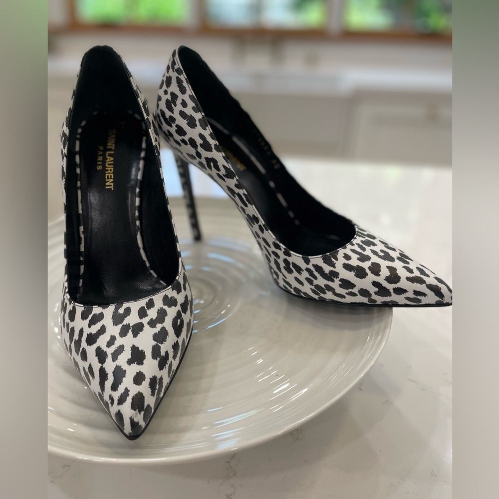 Saint Laurent Black and White Heels